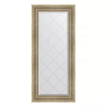 Зеркало с гравировкой в багетной раме, серебряный акведук 93 мм, 57x127 см