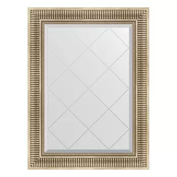 Зеркало с гравировкой в багетной раме, серебряный акведук 93 мм, 67x90 см