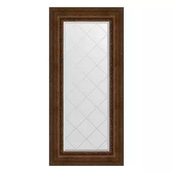 Зеркало с гравировкой в багетной раме, состаренная бронза с орнаментом 120 мм, 62x132 см