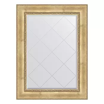 Зеркало с гравировкой в багетной раме, состаренное серебро с орнаментом 120 мм, 82x110 см