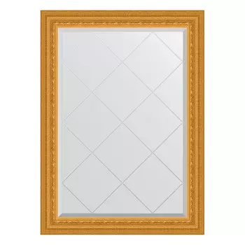 Зеркало с гравировкой в багетной раме, сусальное золото 80 мм, 75x102 см