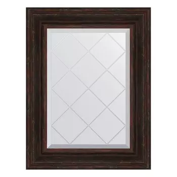 Зеркало с гравировкой в багетной раме, темный прованс 99 мм, 59x76 см