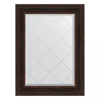 Зеркало с гравировкой в багетной раме, темный прованс 99 мм, 69x91 см