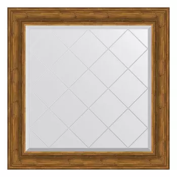 Зеркало с гравировкой в багетной раме, травленая бронза 99 мм, 89x89 см