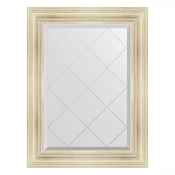 Зеркало с гравировкой в багетной раме, травленое серебро 99 мм, 69x91 см