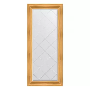 Зеркало с гравировкой в багетной раме, травленое золото 99 мм, 69x158 см