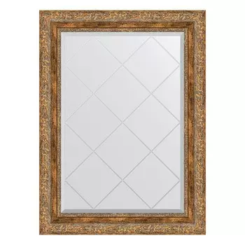 Зеркало с гравировкой в багетной раме, виньетка античная бронза 85 мм, 65x87 см