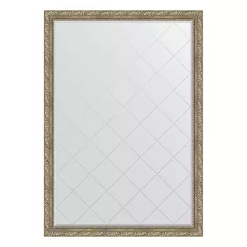 Зеркало с гравировкой в багетной раме, виньетка античное серебро 85 мм, 130x185 см