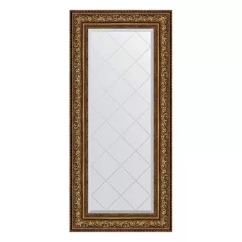 Зеркало с гравировкой в багетной раме, виньетка состаренная бронза 109 мм, 60x130 см