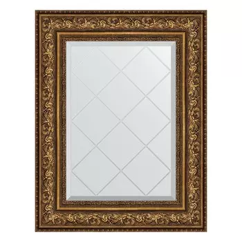 Зеркало с гравировкой в багетной раме, виньетка состаренная бронза 109 мм, 60x78 см
