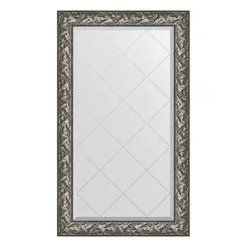 Зеркало с гравировкой в багетной раме, византия серебро 99 мм, 79x133 см
