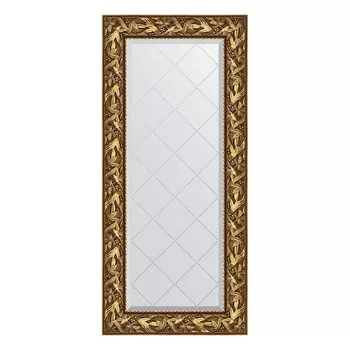 Зеркало с гравировкой в багетной раме, византия золото 99 мм, 59x128 см