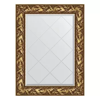 Зеркало с гравировкой в багетной раме, византия золото 99 мм, 69x91 см