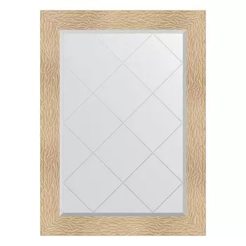 Зеркало с гравировкой в багетной раме, золотые дюны 90 мм, 76x104 см