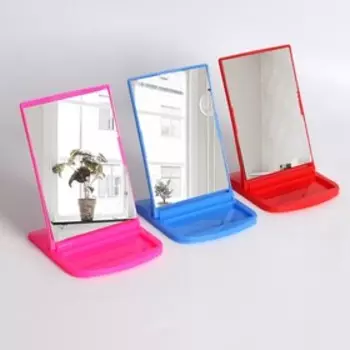 Зеркало с подставкой для хранения, с рамкой под фото, зеркальная поверхность 10,2 × 13,5 см, цвет МИКС