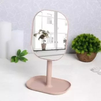 Зеркало с подставкой для хранения, зеркальная поверхность 15,5 × 19,5 см, цвет МИКС