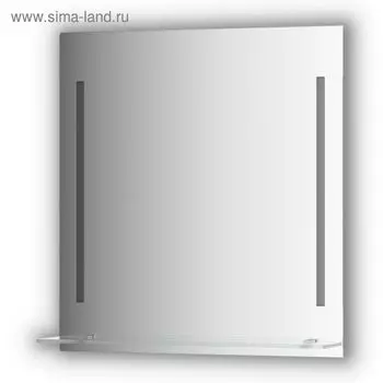 Зеркало с полочкой 70 см, с 2-мя встроенными LED-светильниками 11 Вт, 70x75 см, Evoform