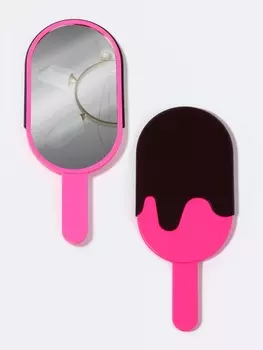 Зеркало с ручкой «Мороженое», зеркальная поверхность 6.712 см, розовое