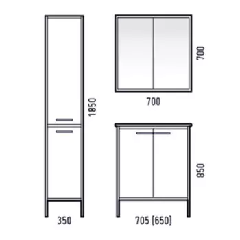 Зеркало-шкаф "Айрон 70" черный/белый