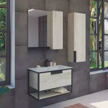 Зеркало-шкаф COMFORTY «Бонн-75» цвет дуб дымчатый