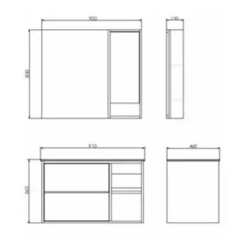 Зеркало шкаф Comforty Гамбург 90 для ванной комнаты, цвет дуб сонома