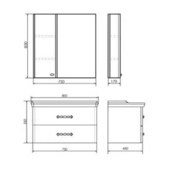 Зеркало шкаф Comforty Неаполь 80 для ванной комнаты, цвет белый глянец