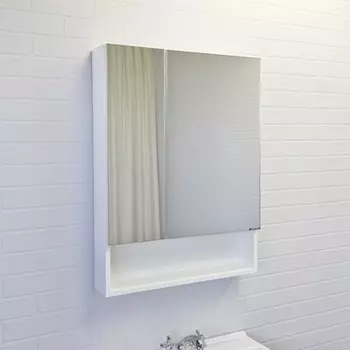 Зеркало шкаф Comforty Никосия 60 для ванной комнаты, цвет белый глянец