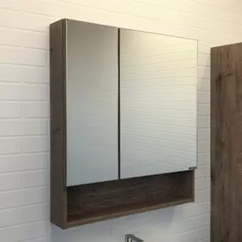 Зеркало шкаф Comforty Никосия 70 для ванной комнаты, цвет дуб тёмный