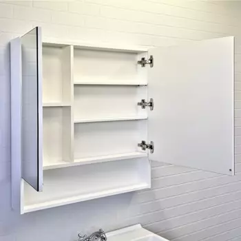 Зеркало шкаф Comforty Никосия 80 для ванной комнаты, цвет белый глянец