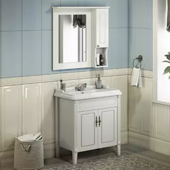 Зеркало шкаф Comforty Палермо 80 для ванной комнаты, цвет белый