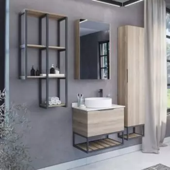 Зеркало шкаф Comforty Порто 50 для ванной комнаты, цвет дуб дымчатый