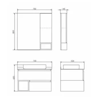 Зеркало шкаф Comforty Прага 75 для ванной комнаты, цвет дуб белый