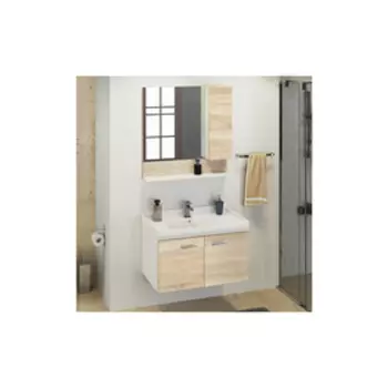 Зеркало шкаф Comforty Рига 80 для ванной комнаты, цвет дуб сонома