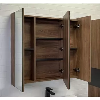Зеркало шкаф Comforty Соло 90 для ванной комнаты, цвет дуб тёмно-коричневый