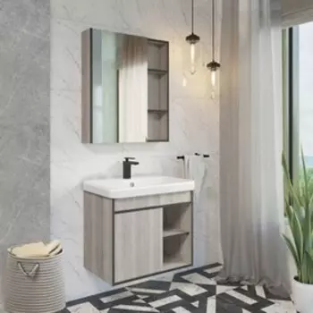 Зеркало шкаф Comforty Вена 70 для ванной комнаты, цвет дуб дымчатый