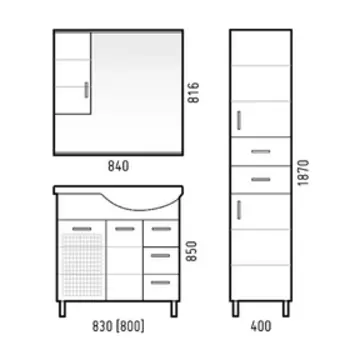 Зеркало-шкаф "Коралл 82C" левый