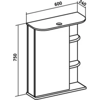 Зеркало-шкаф "Магнолия 60" левый 24 х 60 х 75 см