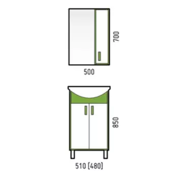 Зеркало-шкаф "Спектр 50" зеленый
