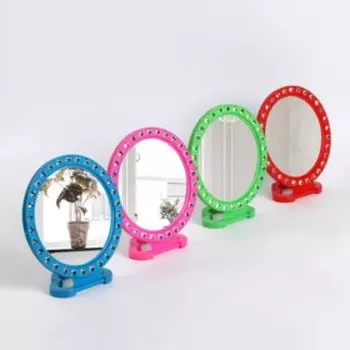 Зеркало настольное - подвесное «Круг», с рамкой под фотографию, d зеркальной поверхности 12 см, фасовка 10 шт, цвет МИКС