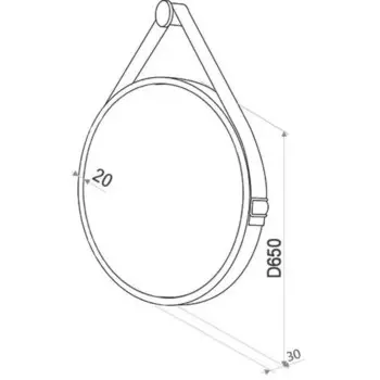 Зеркало Uperwood Round LED, 65х65 см, подсветка, сенсорный выключатель, белый ремень