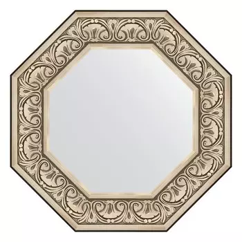 Зеркало в багетной раме, барокко серебро 106 мм, 60,4х60,4 см