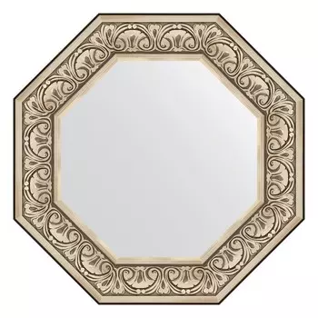 Зеркало в багетной раме, барокко серебро 106 мм, 65x65 см