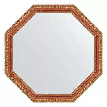 Зеркало в багетной раме, бронзовые бусы на дереве 60 мм, 71,6х71,6 см