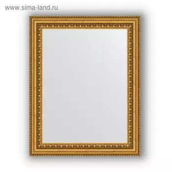 Зеркало в багетной раме - бусы золотые 46 мм, 38 х 48 см, Evoform