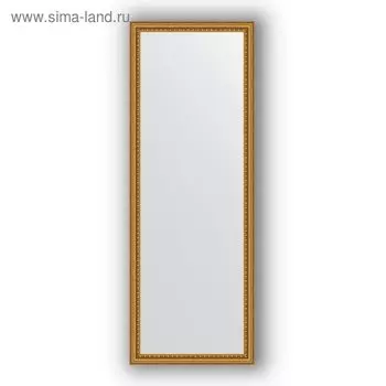 Зеркало в багетной раме - бусы золотые 46 мм, 52 х 142 см, Evoform