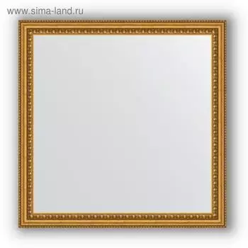 Зеркало в багетной раме - бусы золотые 46 мм, 62 х 62 см, Evoform