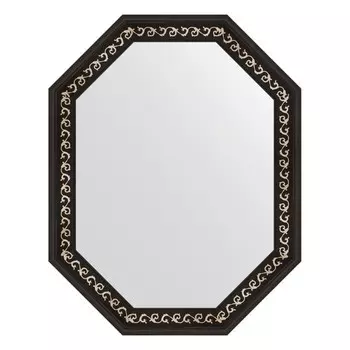 Зеркало в багетной раме, черный ардеко 81 мм, 74x94 см