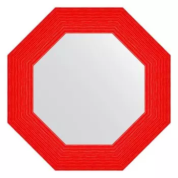 Зеркало в багетной раме, красная волна 89 мм, 57x57 см