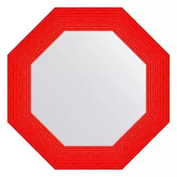 Зеркало в багетной раме, красная волна 89 мм, 61x61 см