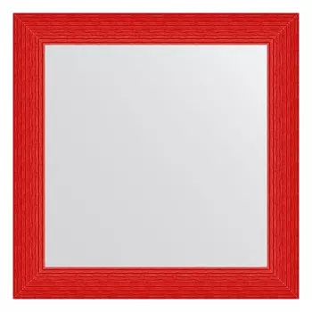 Зеркало в багетной раме, красная волна 89 мм, 80x80 см